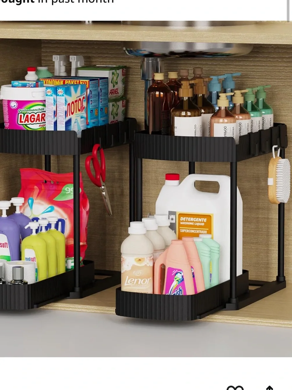 Black Under-Sink Organizer Rack - Compact Plastic Storage